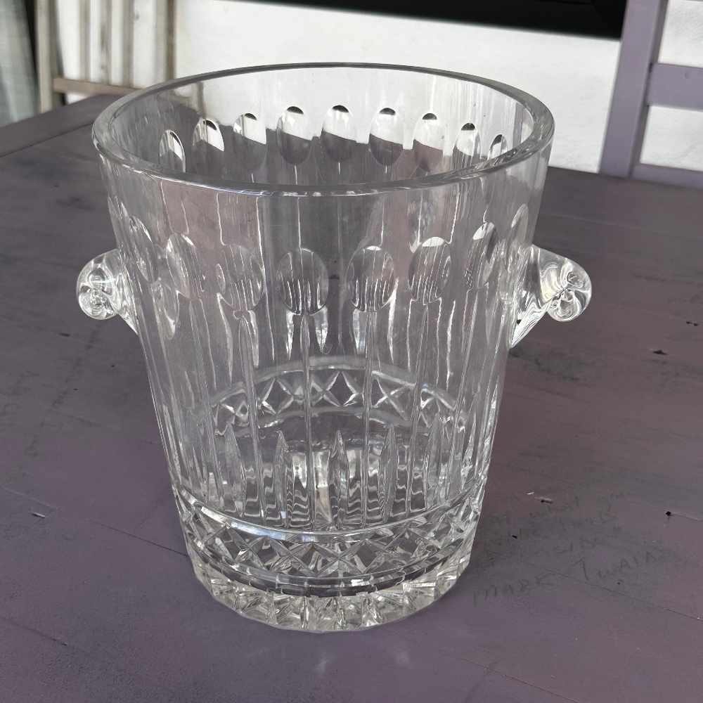 Vintage Heavy Hand Cut Eastern European Chrystal Champagne Bucket